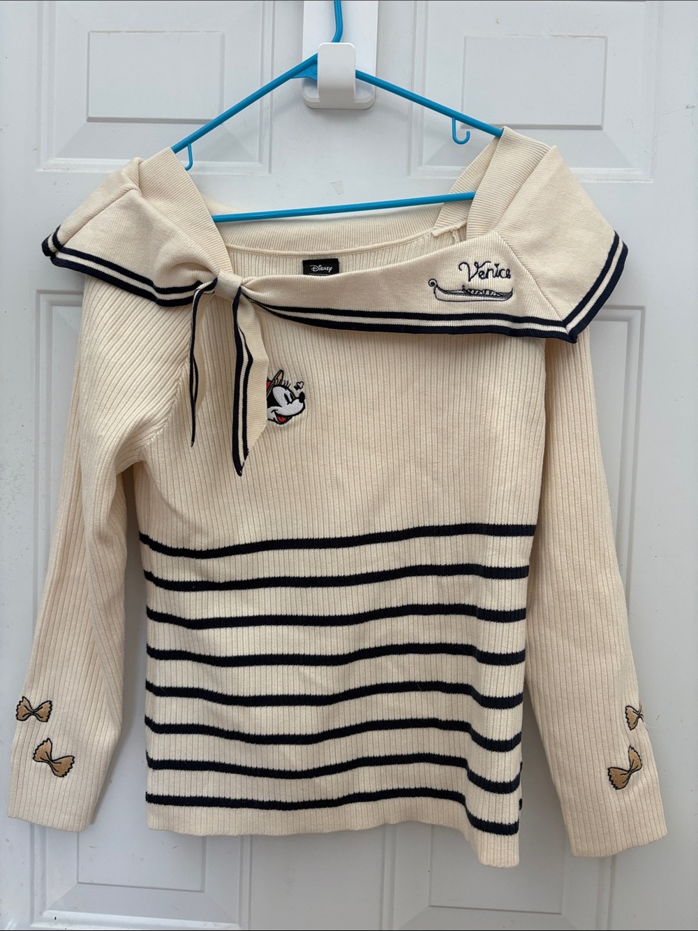 Disney Her Universe  Cream Sweater with Black Stripes and Sailor Collar